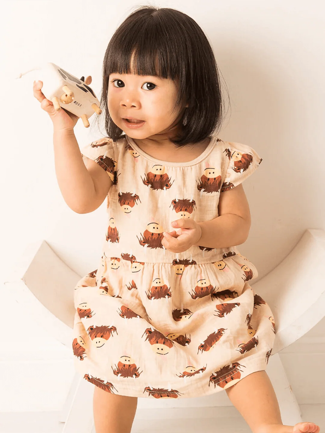 Neutral Highland Cow Summer Dress - Image 3