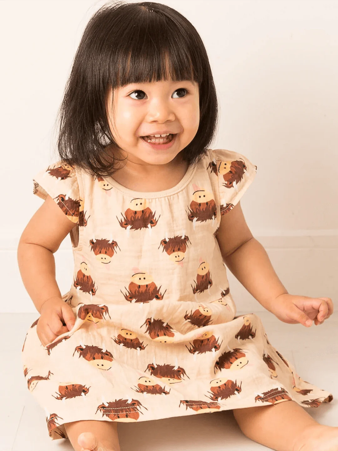 Neutral Highland Cow Summer Dress - Image 2