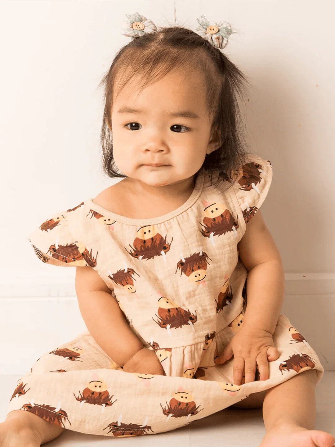 Neutral Highland Cow Summer Dress - Image 4