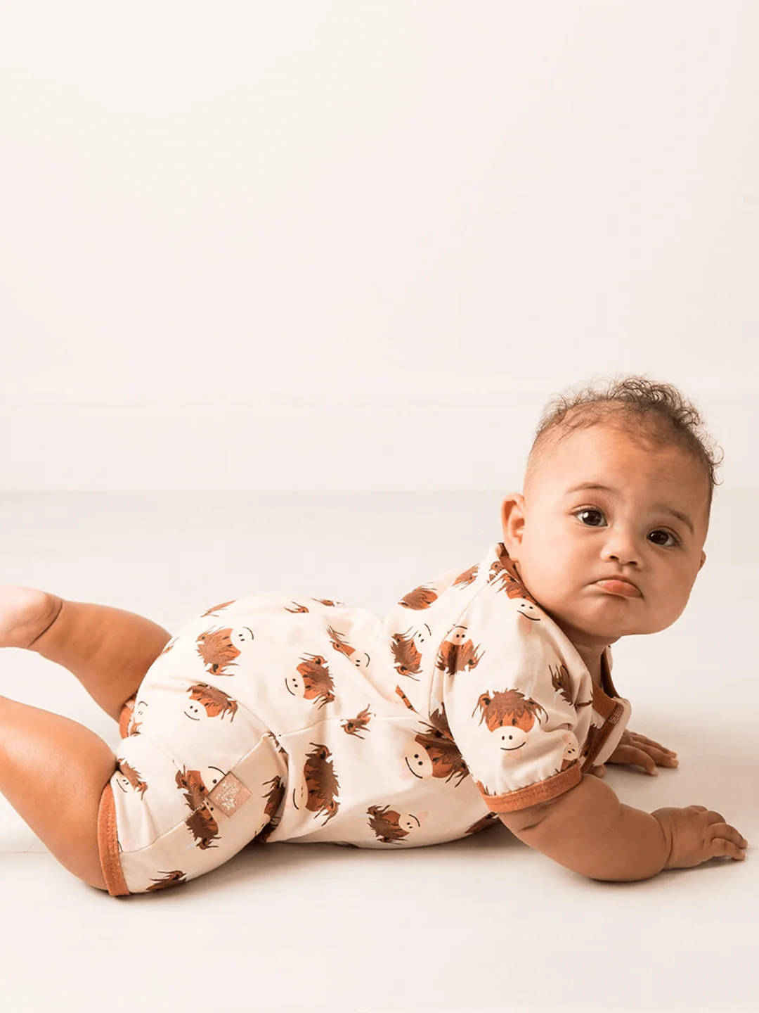Neutral Highland Cow Summer Romper Playsuit - Image 6