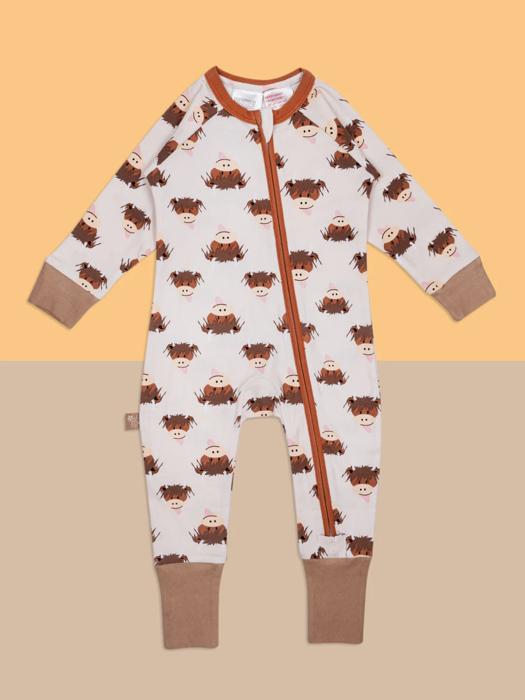 Neutral Highland Cow Romper Playsuit - Image 7